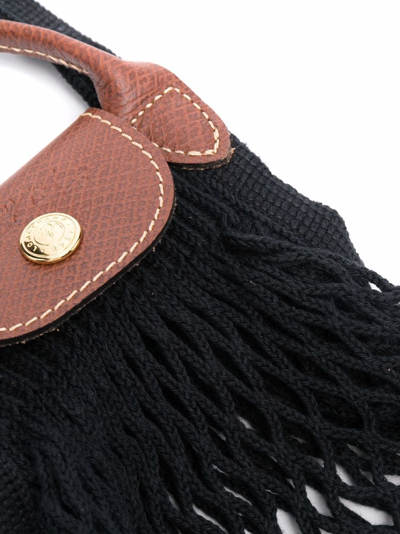 Longchamp `le Pliage Filet` Extra Small Mesh Bag In Schwarz
