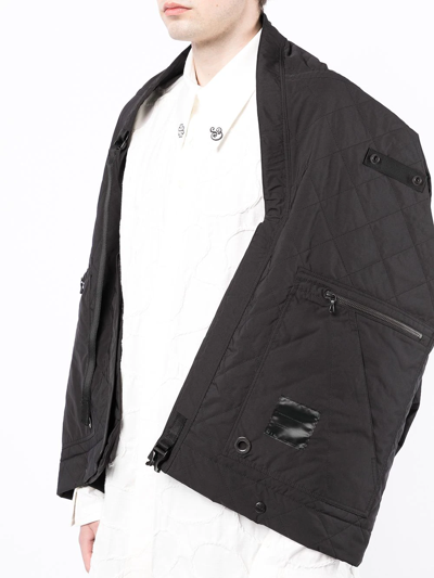 Shop Julius Logo Patch Quilted Cape In Schwarz