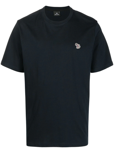 Shop Ps By Paul Smith Zebra-patch Cotton T-shirt In Blau