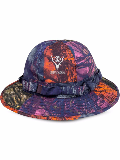 Shop Supreme X South2 West8 "camo" Jungle Hat In Orange