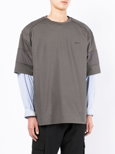 Shop Juunj Embroidered-logo Cotton T-shirt In Grey