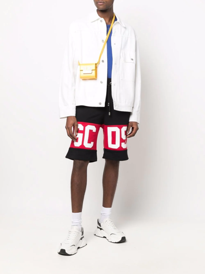 Gcds Logo-band Cotton Shorts In Schwarz