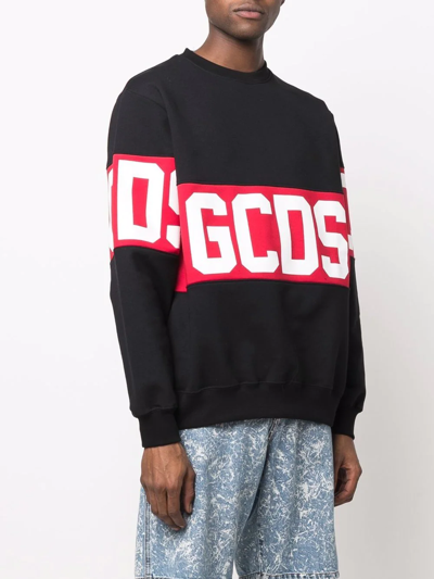 Shop Gcds Logo Crew-neck Sweatshirt In Schwarz