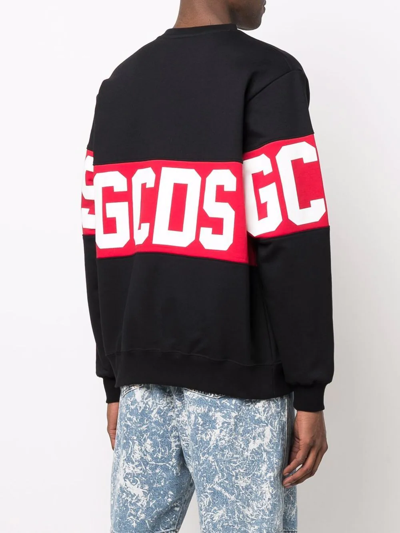 Shop Gcds Logo Crew-neck Sweatshirt In Schwarz