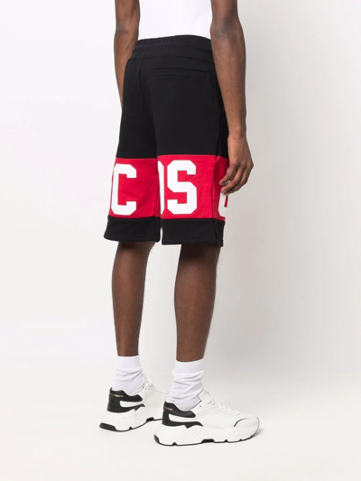 Gcds Logo-band Cotton Shorts In Schwarz