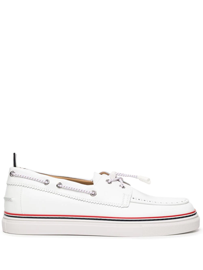 Shop Thom Browne Toggle Fastening Boat Shoes In Weiss