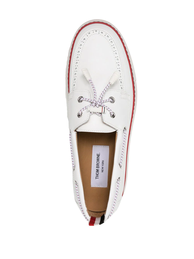 Shop Thom Browne Toggle Fastening Boat Shoes In Weiss