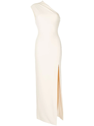 Shop Solace London One-shoulder Fitted Maxi Dress In Gelb