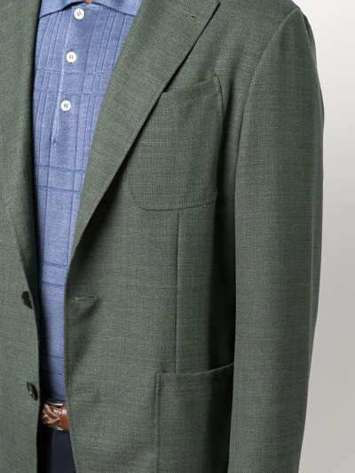 Shop Canali Single-breasted Fitted Blazer In Grün