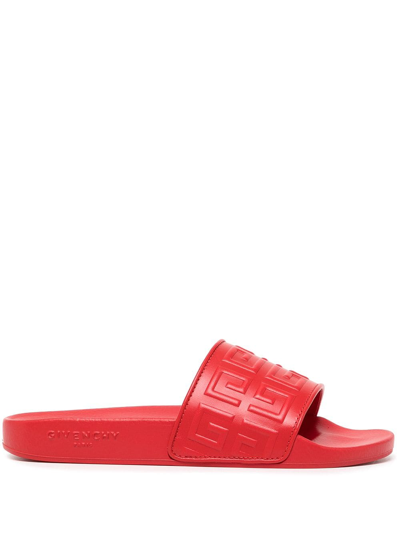 Shop Givenchy 4g-motif Open-toe Slides In Rot