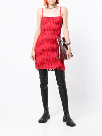 Shop Givenchy 4g-motif Square-neck Dress In Rot