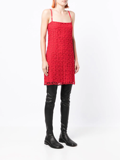 Shop Givenchy 4g-motif Square-neck Dress In Rot