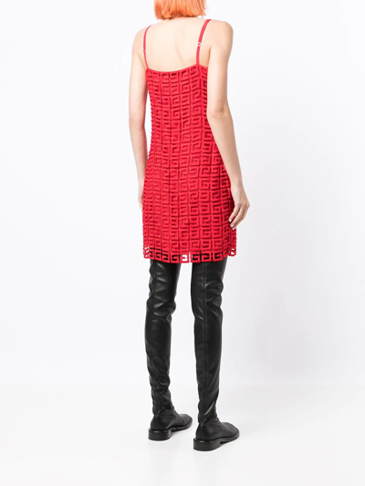 Shop Givenchy 4g-motif Square-neck Dress In Rot