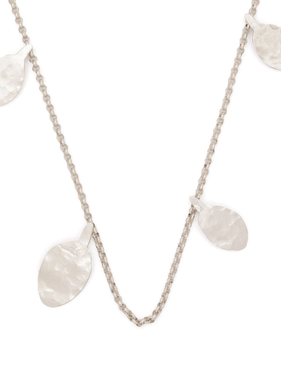 Shop Jil Sander Leaf Charm Hammered Necklace In Silber