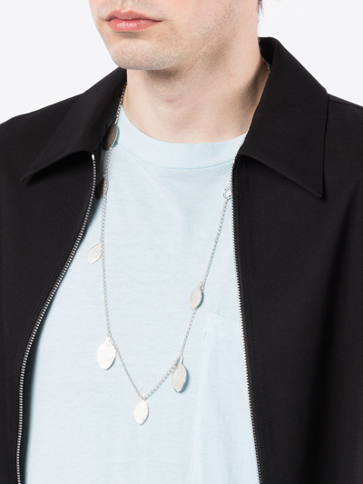 Shop Jil Sander Leaf Charm Hammered Necklace In Silber