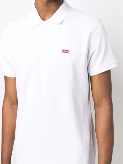 Shop Levi's Logo-patch Short-sleeved Polo Shirt In Weiss