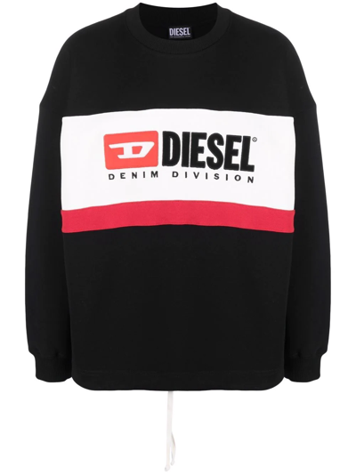 Shop Diesel Logo-print Crew Neck Sweatshirt In Schwarz