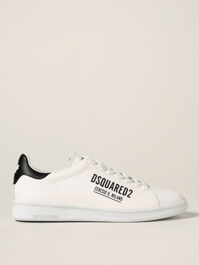 Shop Dsquared2 Boxer Sneakers In Calfskin In White