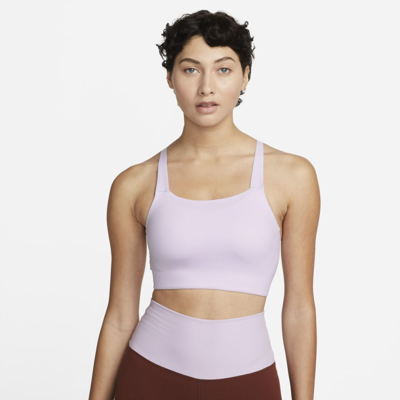 Shop Nike Women's Swoosh Medium-support Padded Sports Bra In Purple