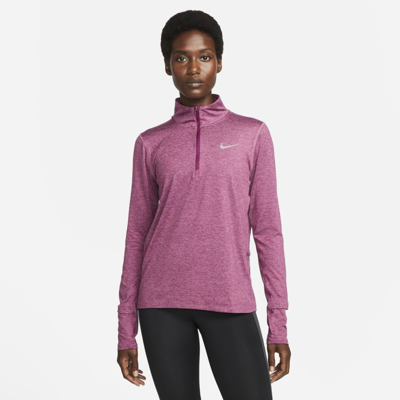 Shop Nike Element Women's 1/2-zip Running Top In Sangria,light Bordeaux,heather