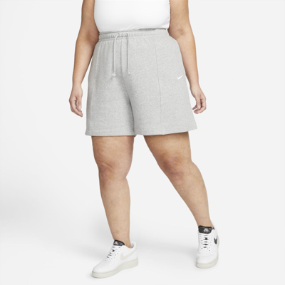 Shop Nike Women's  Sportswear Essential Fleece High-rise Shorts (plus Size) In Grey