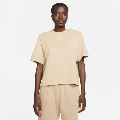 Shop Nike Sportswear Essentials Women's Boxy T-shirt In Hemp,white