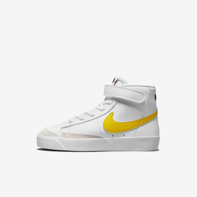 Shop Nike Blazer Mid '77 Little Kids' Shoes In White,pecan,vivid Sulfur
