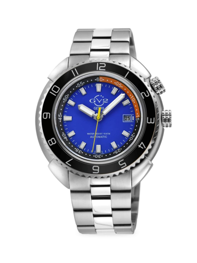 Shop Gv2 Men's Squalo 46mm Stainless Steel Swiss Automatic Watch In Bright Blue