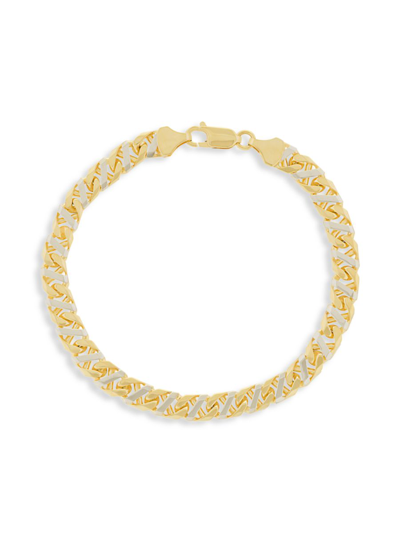 Shop Saks Fifth Avenue Men's 14k Two-tone Gold Fancy Mariner Link Bracelet/6.9mm In Two Tone Gold