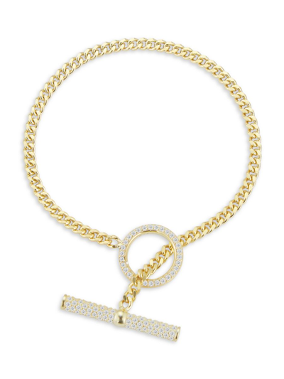 Shop Chloe & Madison Women's 14k Goldplated Sterling Silver & Clear Crystal Toggle Bracelet
