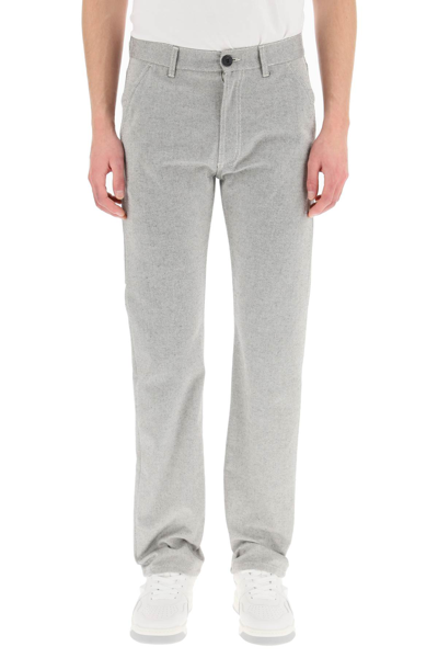 Shop Alexander Mcqueen Logo Embroidered Straight Leg Trousers In Grey