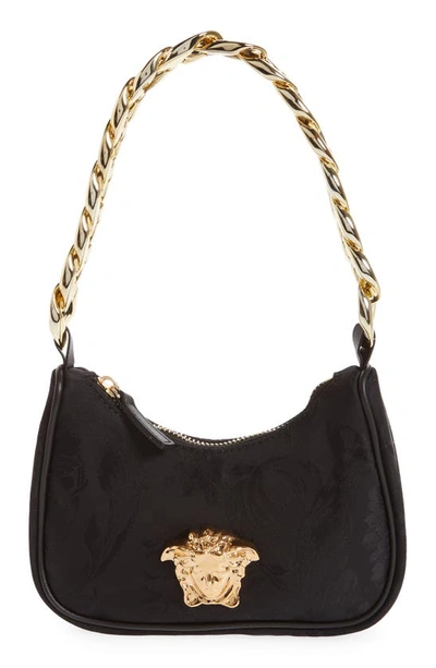 Shop Versace Kids' Medusa Nylon Shoulder Bag In Nero Oro