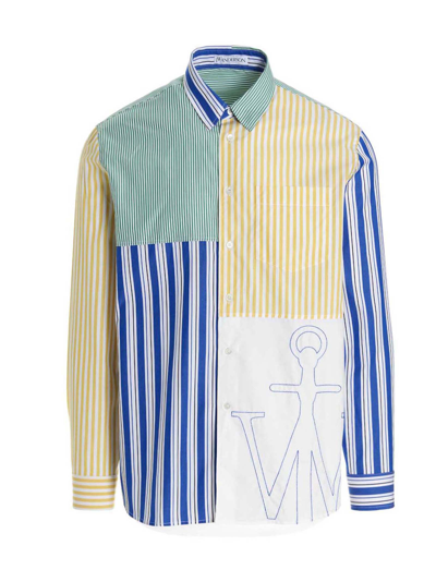 Shop Jw Anderson Striped Patchwork Shirt In Multi