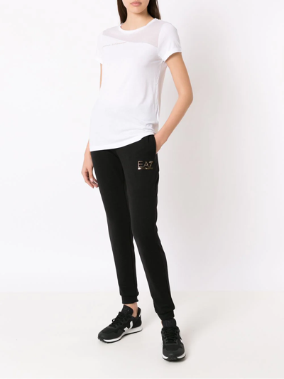 Ea7 Studded Logo Track Pants In Black