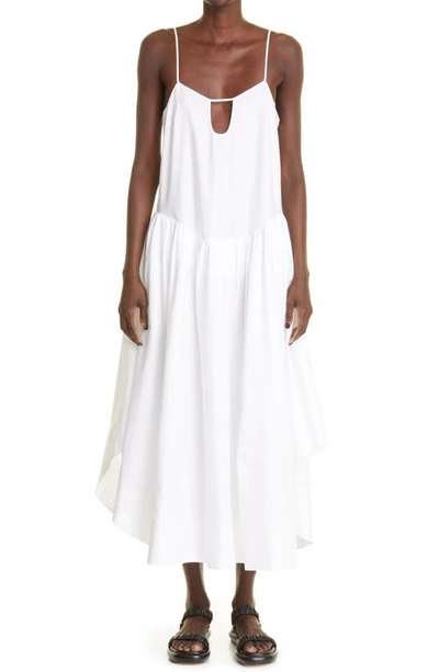 Shop Khaite Norelle Cotton Twill Midi Dress In White
