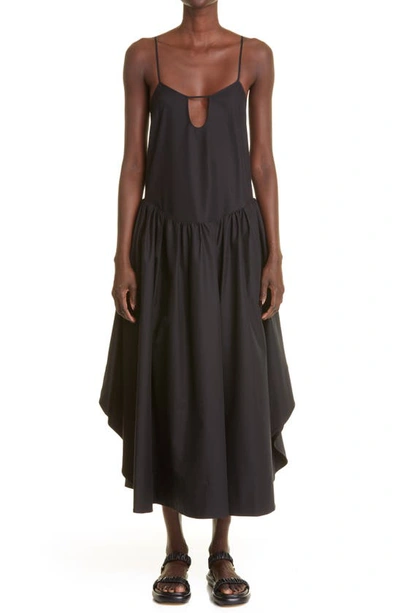 Shop Khaite Norelle Cotton Twill Midi Dress In Black