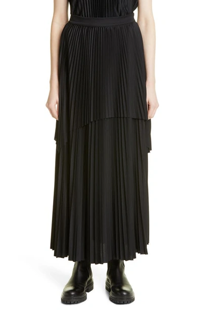 Shop Fabiana Filippi Pleated Jersey Wave Skirt In Black