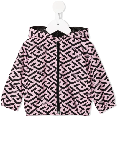 Shop Versace Greca-pattern Print Jacket In Pink