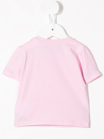 Shop Versace Logo-print Jersey T-shirt In Pink