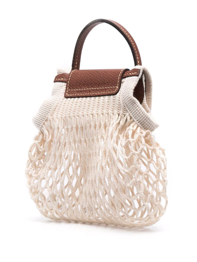 Longchamp Le Pliage Filet Knitted Mesh Cross-body Bag In Neutrals