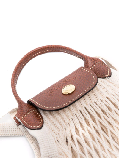 Longchamp Le Pliage Filet Knitted Mesh Cross-body Bag In Neutrals