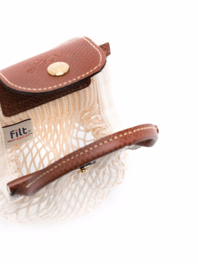 Longchamp Le Pliage Filet Knitted Mesh Cross-body Bag In Neutrals
