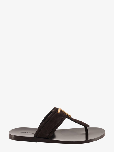 Shop Tom Ford Flat Sandals In Brown