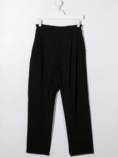 Balmain Teen Box Pleat Belted Trousers In Black