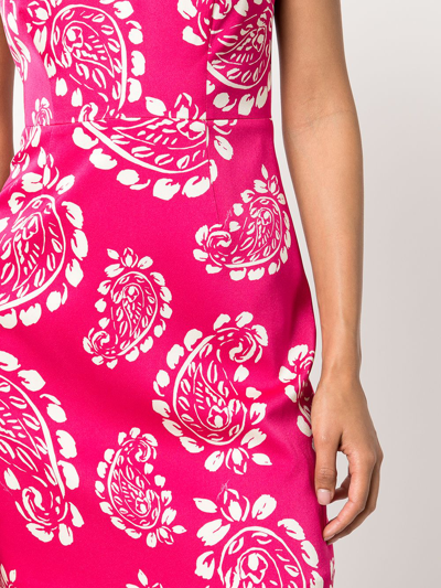 Shop Milly Paisley-print Mini Dress In Pink