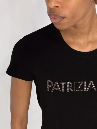 Shop Patrizia Pepe Embellished-logo T-shirt In Black
