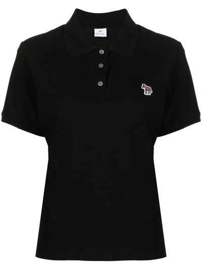 Shop Ps By Paul Smith Zebra-patch Polo Top In Black