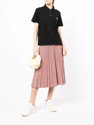 Ps By Paul Smith Zebra-patch Polo Top In Black