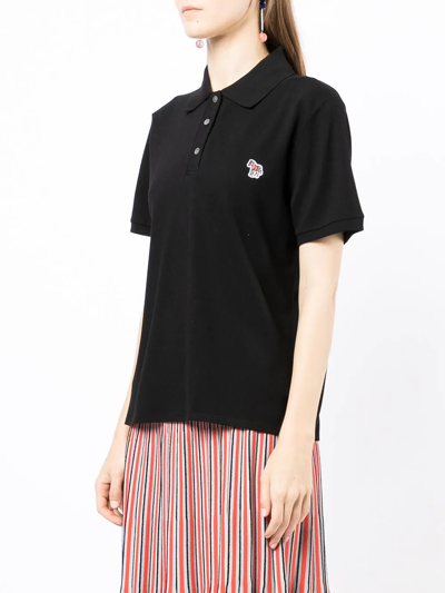 Ps By Paul Smith Zebra-patch Polo Top In Black