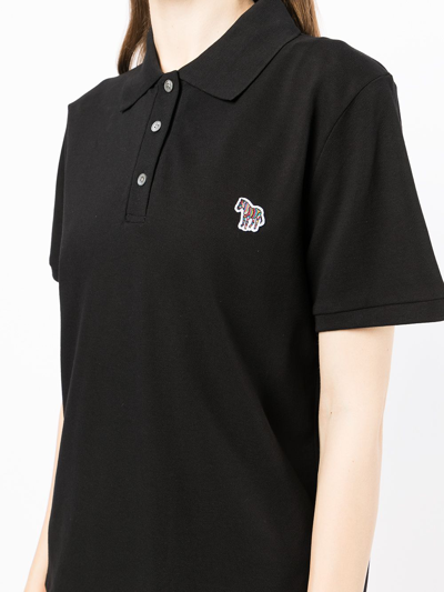 Ps By Paul Smith Zebra-patch Polo Top In Black